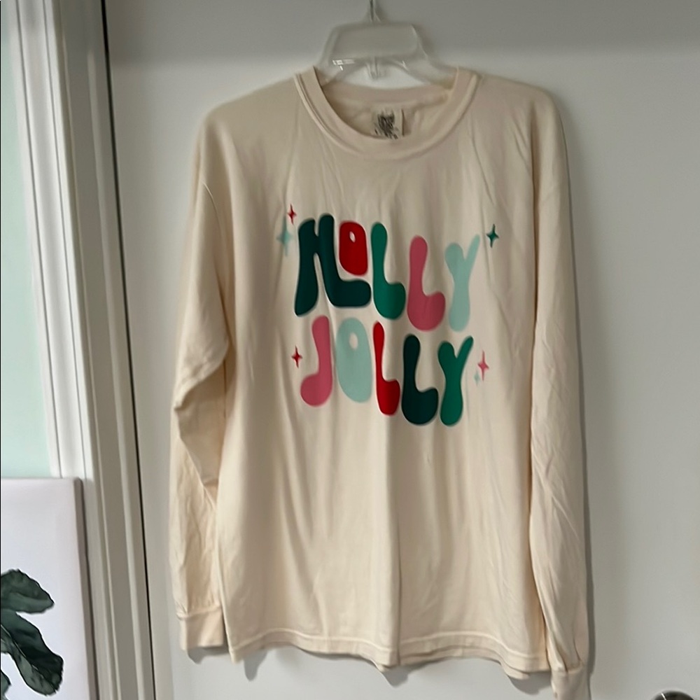Comfort Colors Cream "Jolly Jolly" Long Sleeve Tee